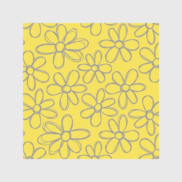 Скатерть «Цветы нарисованные серым карандашом на желтом фоне»