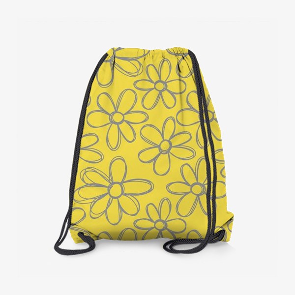 Рюкзак «Цветы нарисованные серым карандашом на желтом фоне»