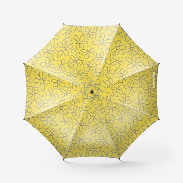 Зонт «Цветы нарисованные серым карандашом на желтом фоне»