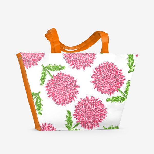 Пляжная сумка «Розовые пионы. Цветы. Паттерн»