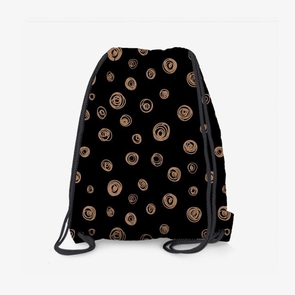 Рюкзак «Золотые каракули на черном фоне. Абстрактные пятна»