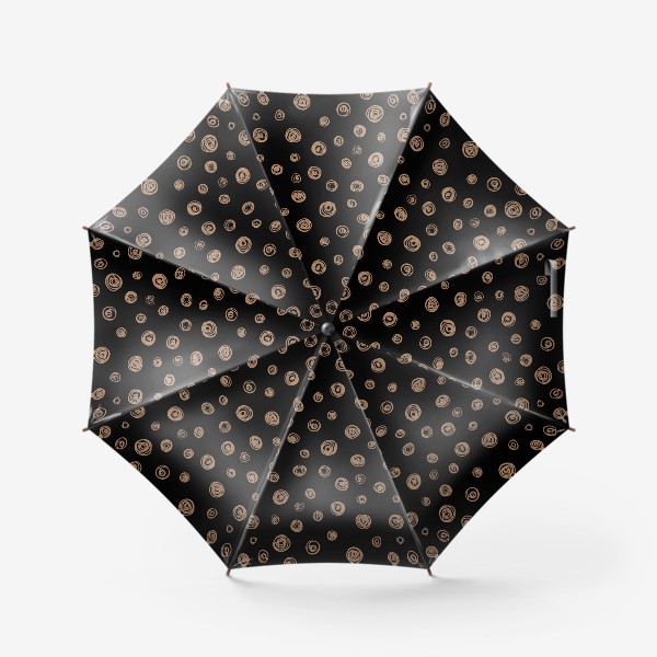 Зонт «Золотые каракули на черном фоне. Абстрактные пятна»
