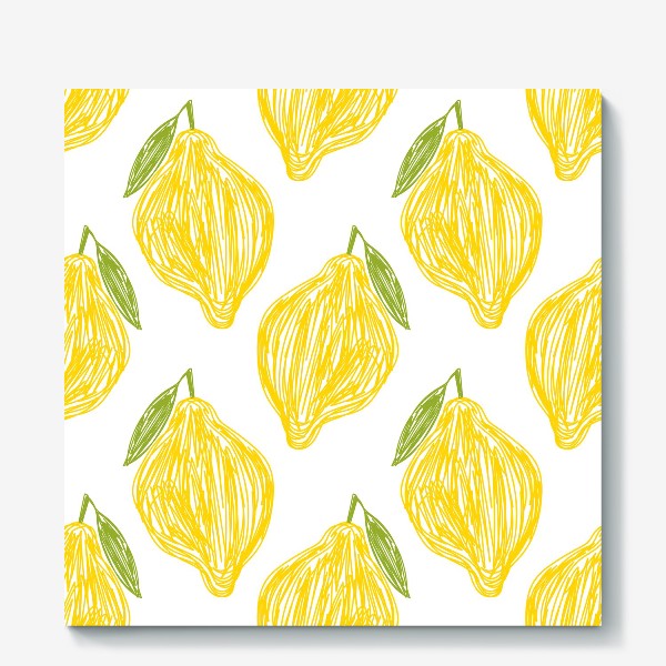 Холст «Желтые лимоны. Лимонный паттерн»