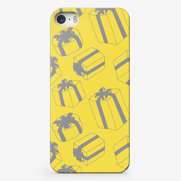 Чехол iPhone «Подарки. Серо-желтый паттерн»