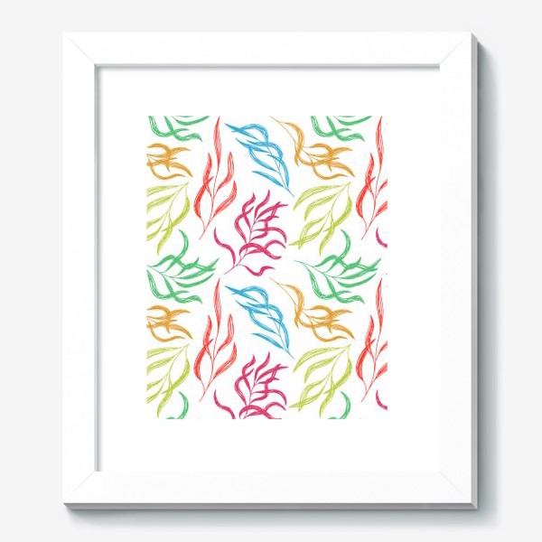 Картина «Листья. Разноцветный паттерн с ивовыми листьями. Растения»