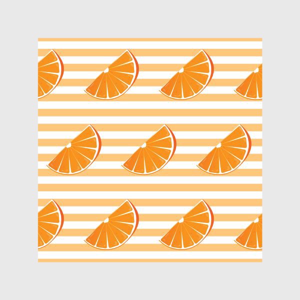 Шторы &laquo;Оранжевый элегантный паттерн из горизонтальных линий и долек апельсинов&raquo;