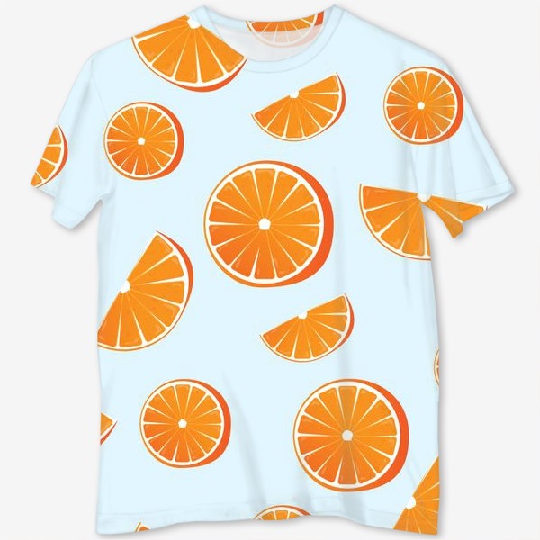 Футболка с полной запечаткой «Летний фруктовый паттерн из апельсинов»