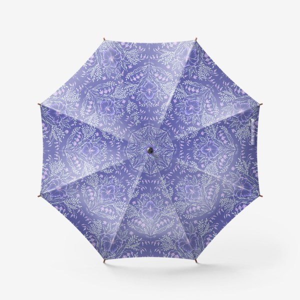 Зонт «Стилизованый фиолетовый гладиолус на темном. Бесшовный паттерн»