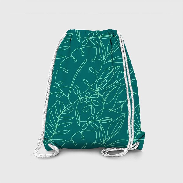Рюкзак «Листья одной линией. Зеленый паттерн. Растения»