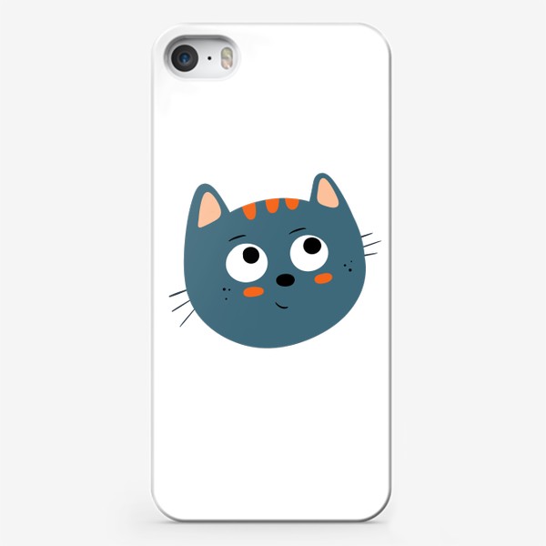 Чехол iPhone «Синий котик. Детский принт с котом»