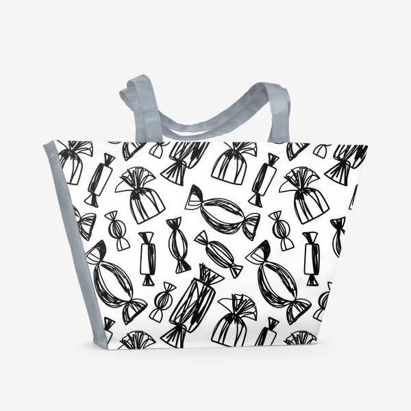 Пляжная сумка «Конфеты. Абстрактный черный фон в карандашном стиле»