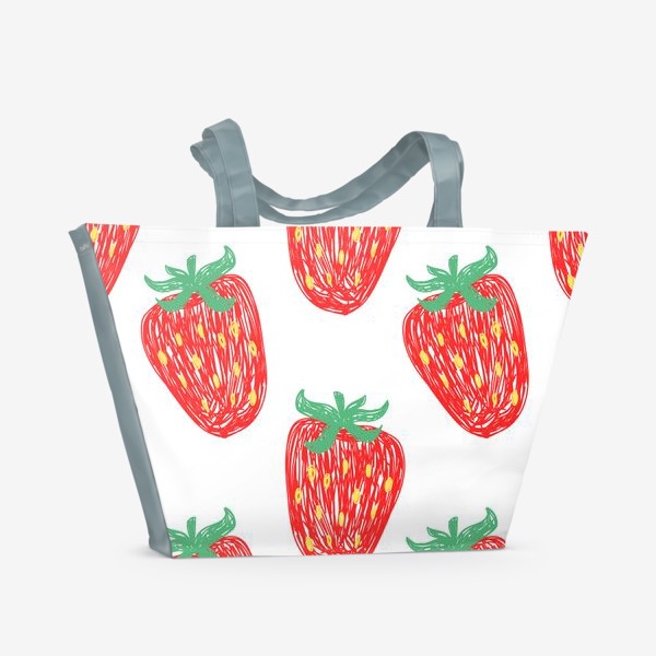 Пляжная сумка «Клубника. Ягодно-фруктовый паттерн»