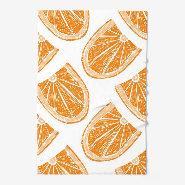 Полотенце «Апельсиновый паттерн. Дольки апельсина в стиле карандашного рисунка»