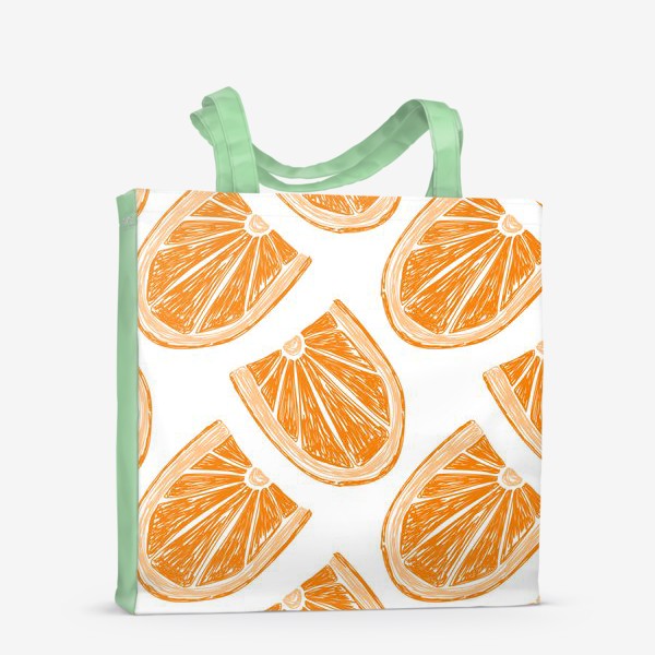 Сумка-шоппер «Апельсиновый паттерн. Дольки апельсина в стиле карандашного рисунка»