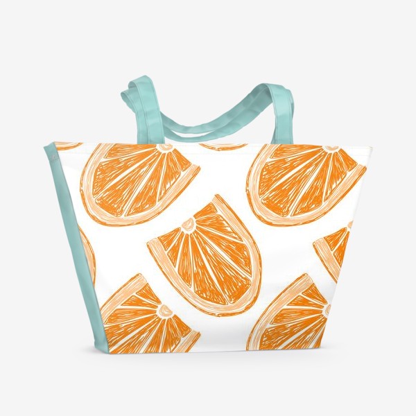 Пляжная сумка «Апельсиновый паттерн. Дольки апельсина в стиле карандашного рисунка»