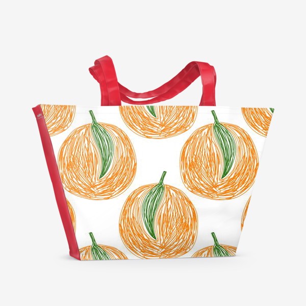 Пляжная сумка &laquo;Апельсины в карандашном стиле. Цитрусовый паттерн&raquo;