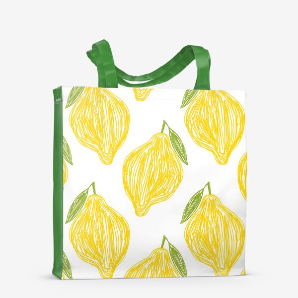 Сумка-шоппер «Желтые лимоны. Лимонный паттерн»
