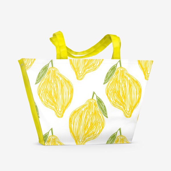 Пляжная сумка «Желтые лимоны. Лимонный паттерн»