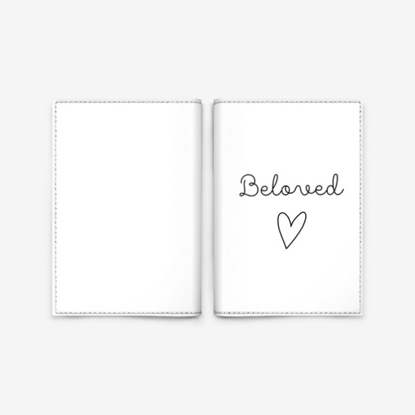 Обложка для паспорта «Леттеринг "Beloved", рукописное слово любимая, возлюбленная с нарисованным сердечком»