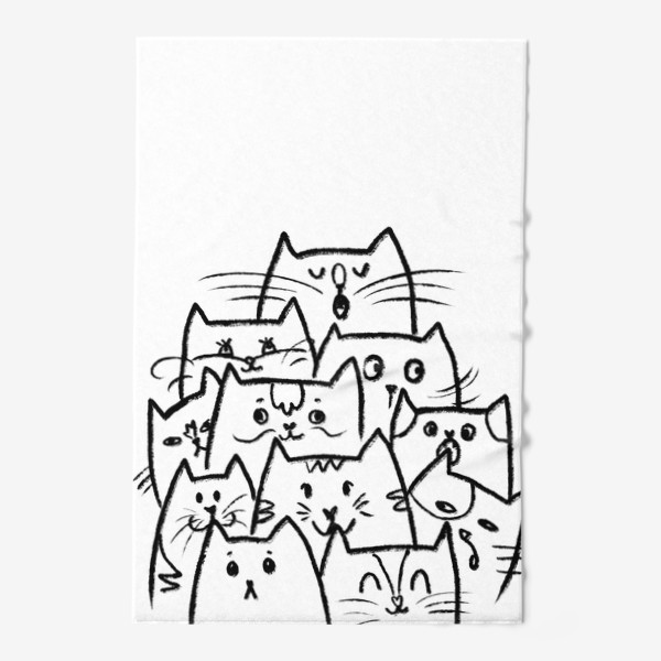 Полотенце «Пирамидка из котиков - лекарство от грусти и печали. Скетч смешные коты»