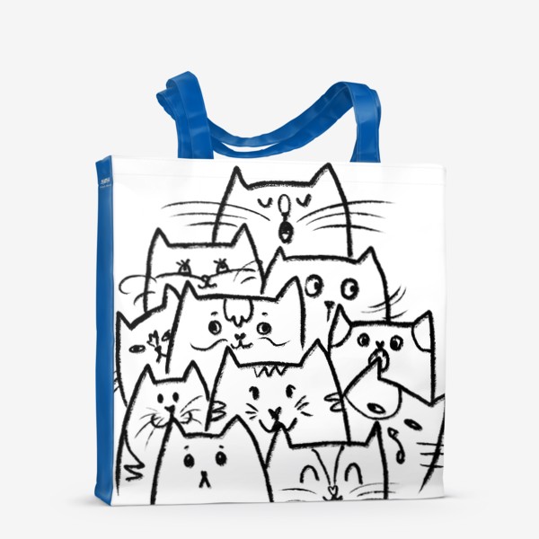 Сумка-шоппер «Пирамидка из котиков - лекарство от грусти и печали. Скетч смешные коты»