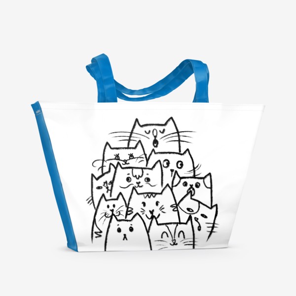Пляжная сумка «Пирамидка из котиков - лекарство от грусти и печали. Скетч смешные коты»