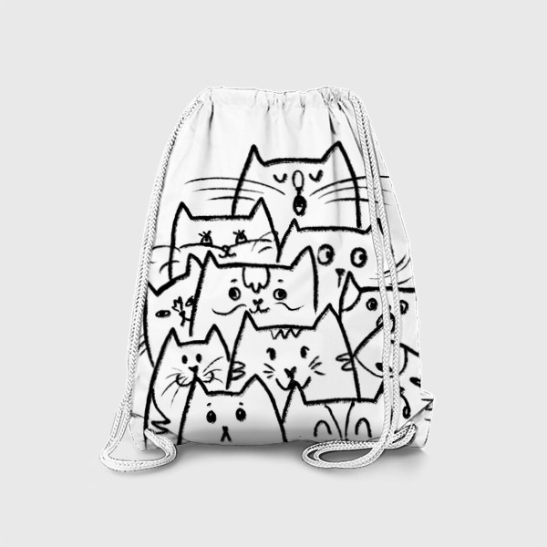 Рюкзак «Пирамидка из котиков - лекарство от грусти и печали. Скетч смешные коты»
