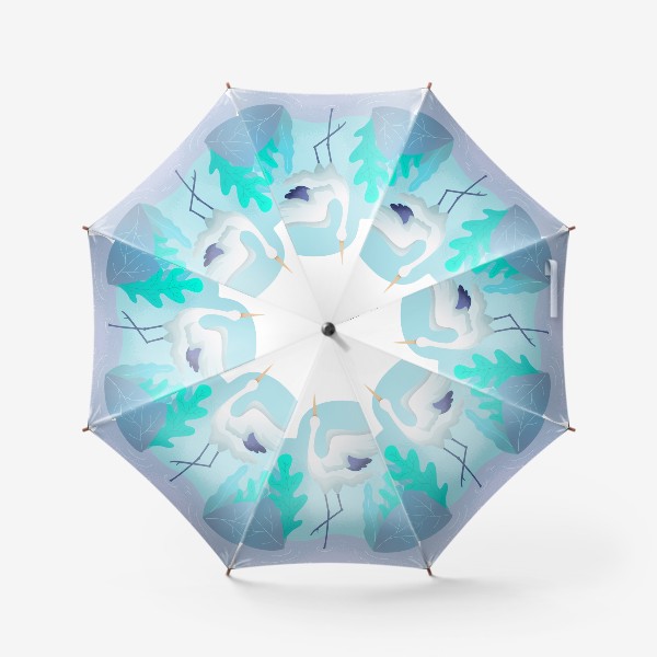 Зонт «Белоголовый журавль танцует на озере»