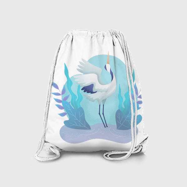 Рюкзак «Влюбленный журавль танцует на воде»