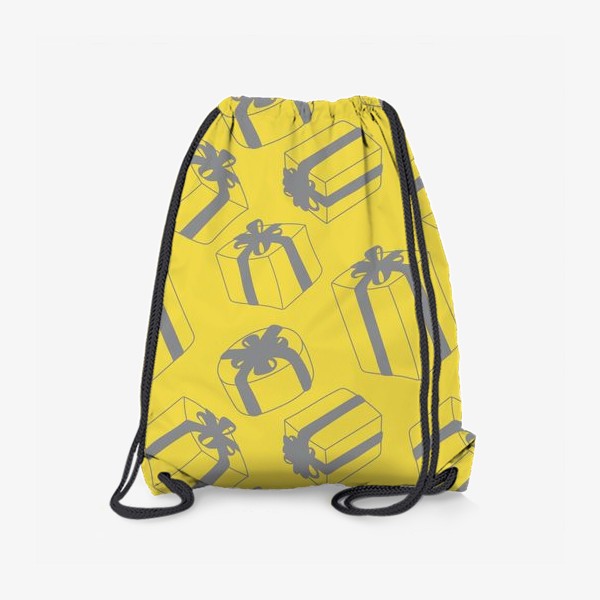 Рюкзак «Подарки. Серо-желтый паттерн»
