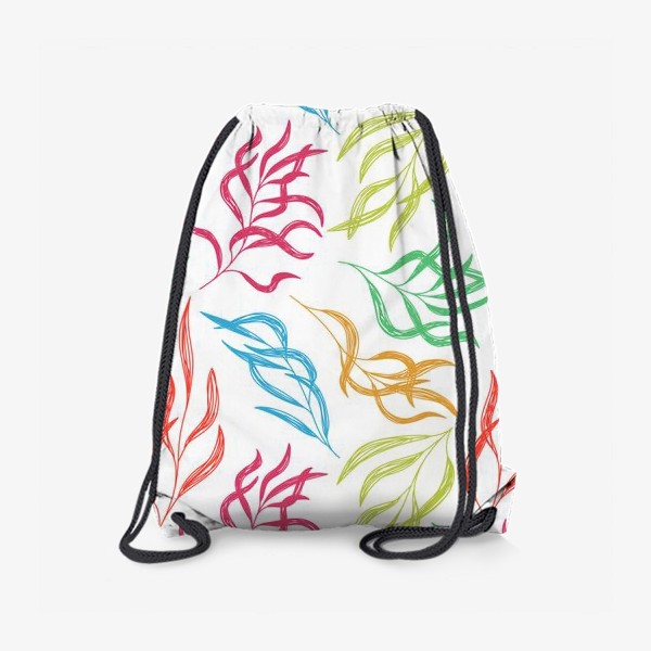 Рюкзак «Листья. Разноцветный паттерн с ивовыми листьями. Растения»