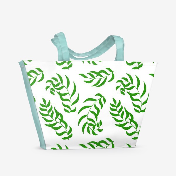 Пляжная сумка «Зеленые листья. Растительный паттерн»