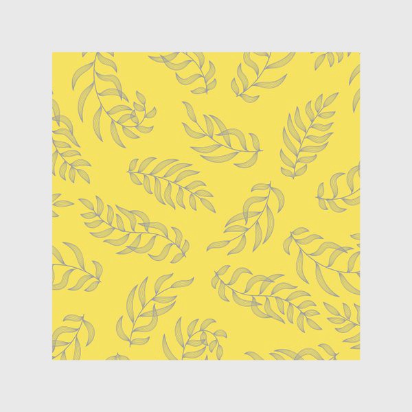 Скатерть «Серые листья на желтом фоне. Паттерн»