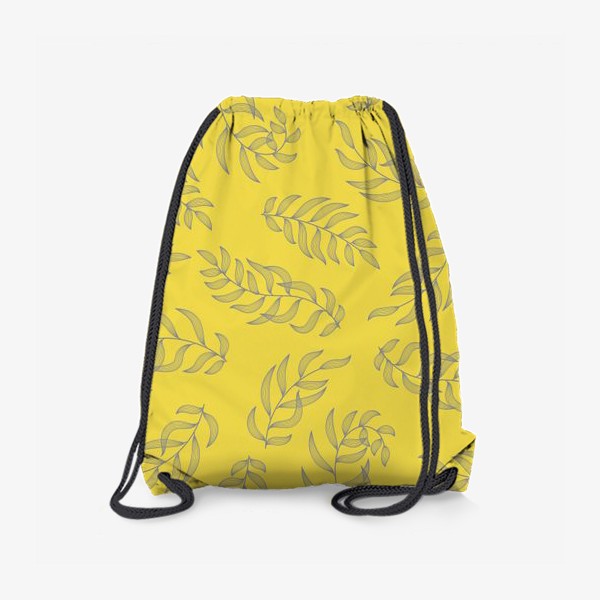 Рюкзак «Серые листья на желтом фоне. Паттерн»