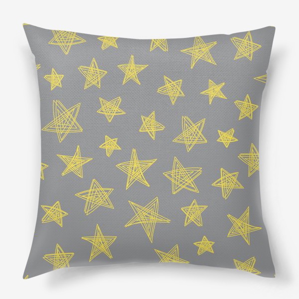 Подушка «Желтые звезды на сером фоне. Паттерн»