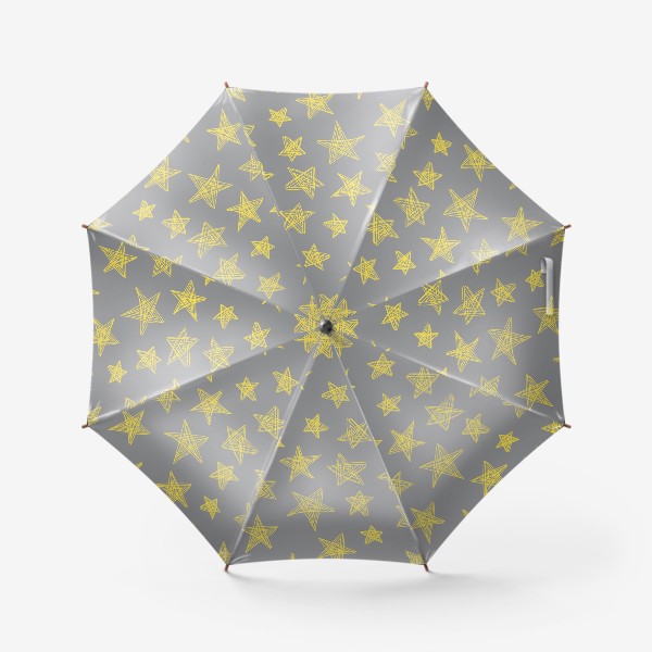 Зонт «Желтые звезды на сером фоне. Паттерн»
