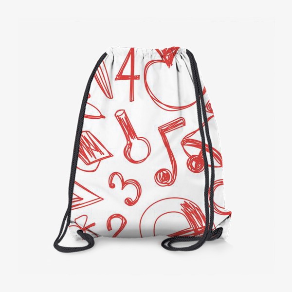 Рюкзак «Красные рисунки в стиле скетч. Школьный паттерн»