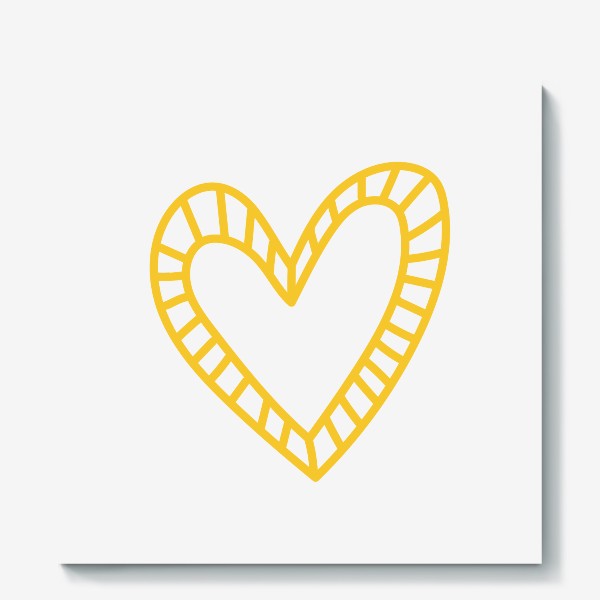 Холст &laquo;Желтое сердце, нарисованное в стиле цветных карандашей&raquo;