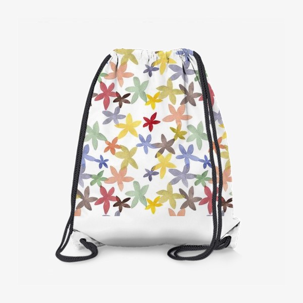 Рюкзак «Акварельный узор с простыми цветами»