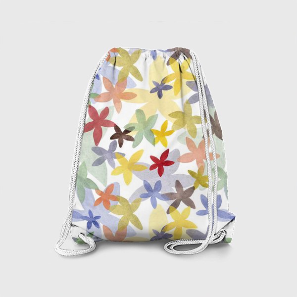 Рюкзак «Разноцветные акварельные цветы, стилизация»