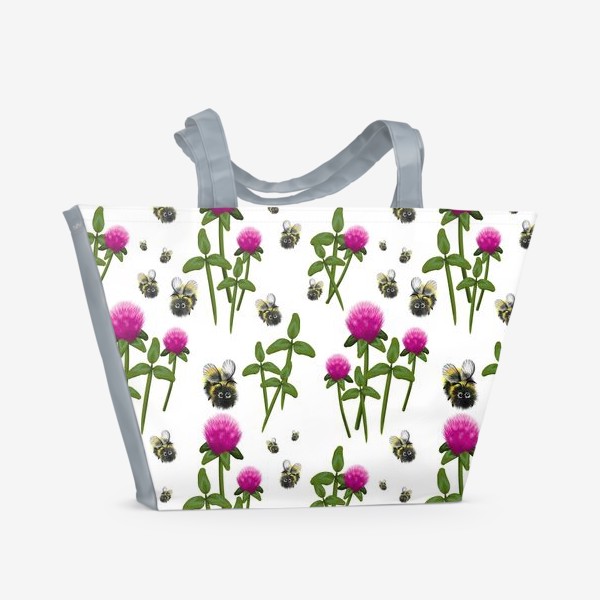 Пляжная сумка «Пчелки и клевер - паттерн»