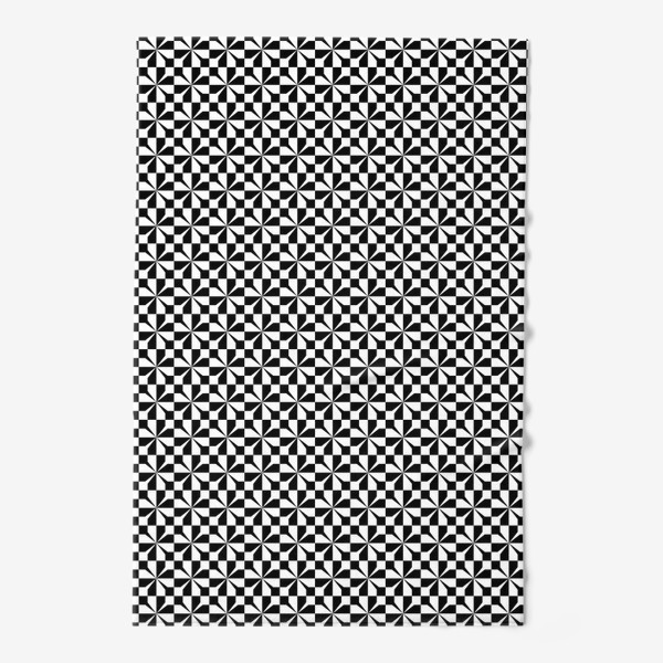 Полотенце «Черно-белая иллюзия, квадраты и цветы»