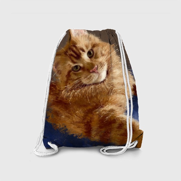 Рюкзак «Рыжий мейн-кун, пушистый шкодник. Красивый пастельный пушистый кот, забавный и милый.»