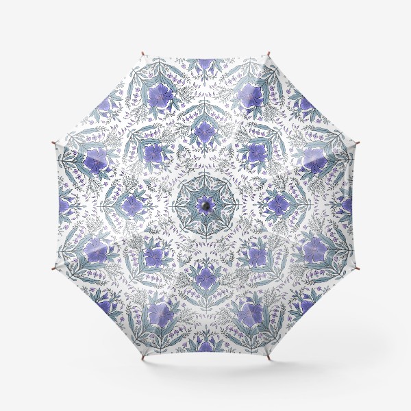 Зонт «Стилизованный синий гладиолус. Бесшовный паттерн»