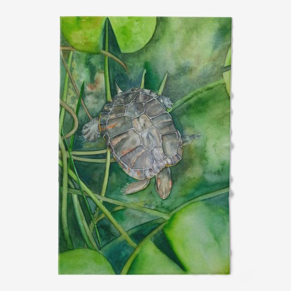 Полотенце «Красноухая черепаха в пруду»