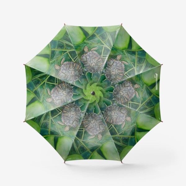 Зонт «Красноухая черепаха в пруду»
