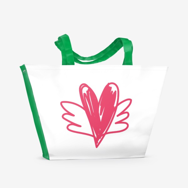 Пляжная сумка «Сердце с крыльями. Крылатая любовь»