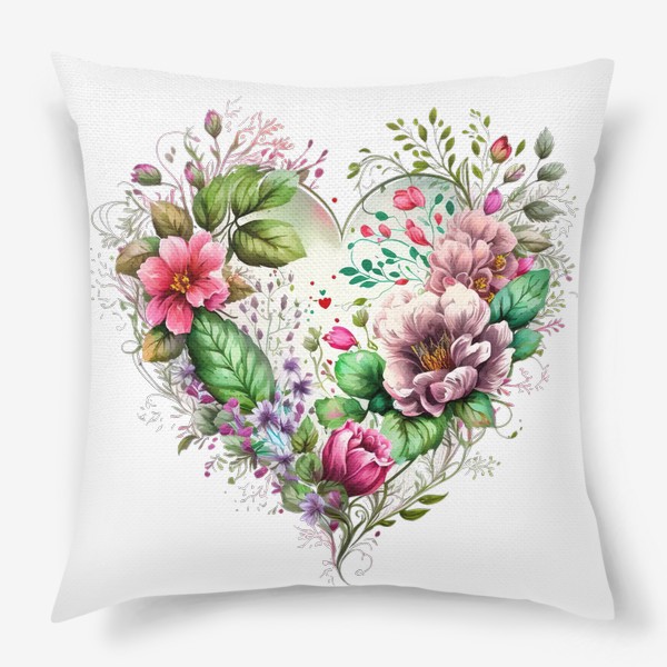 Подушка «Сердечко из цветов.»