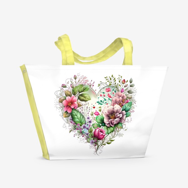 Пляжная сумка «Сердечко из цветов.»