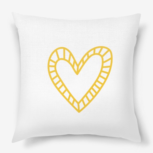 Подушка «Желтое сердце, нарисованное в стиле цветных карандашей»